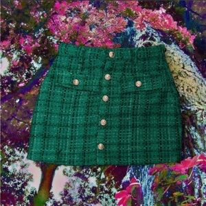 Aqua tweed mini skirt green